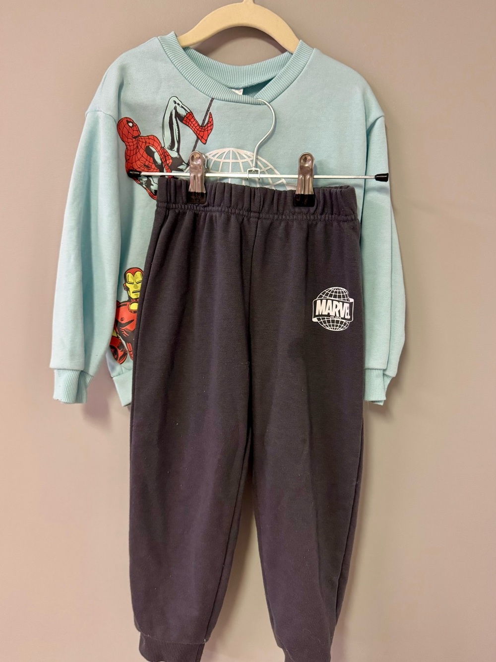 Marvel Boys Black Jogger Sweatpants with White Logo